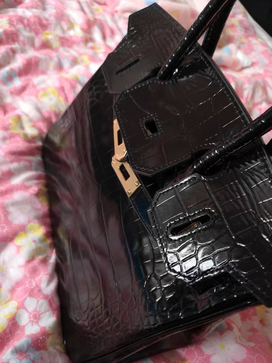 Damen Glattes Croc Print Echtes Leder Top Handle Taschen photo review