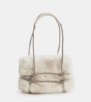 Women's Fuzzy Rhinestone Strap Tie Up Handbags