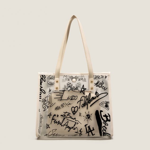 Women's Graffiti Clear Tote Bags with Pouch