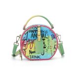 Women's Round Graffiti Crossbody Bags with Top Handle