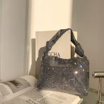 Pochette de soirée nouée en strass pour femmes