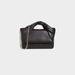 Women's Leather Top Handle Flap Handbags in Black