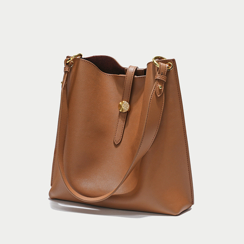 Women's Leather Shoulder Tote Bags with Interior Pouch
