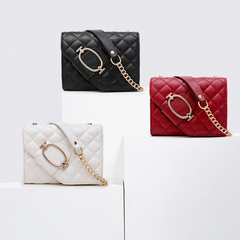 Women's Quilted Chains Mini Crossbody Bags with Buckle