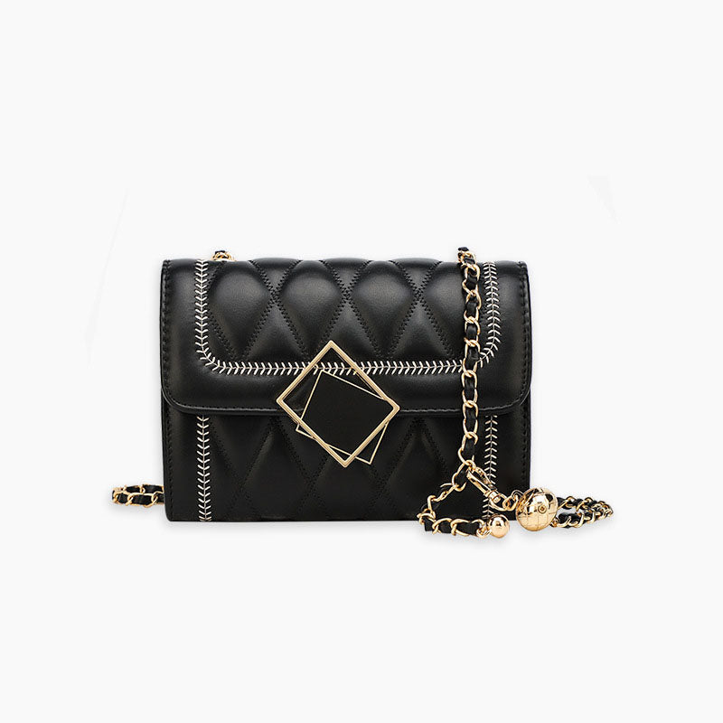 Women's Quilted Crossbody Bags in Black Vegan Leather