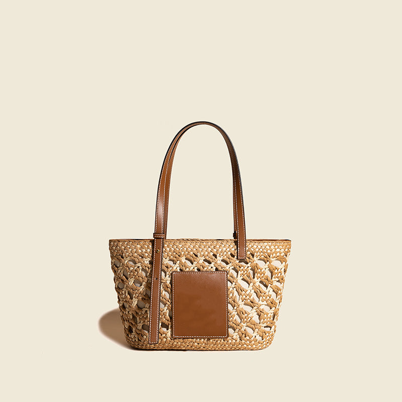 Women's Genuine Leather Woven Traveller Tote Bags
