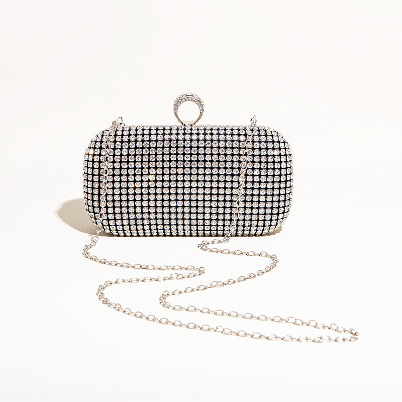 Women's Sparkly Rhinestones Evening Clutch Bags in Silver