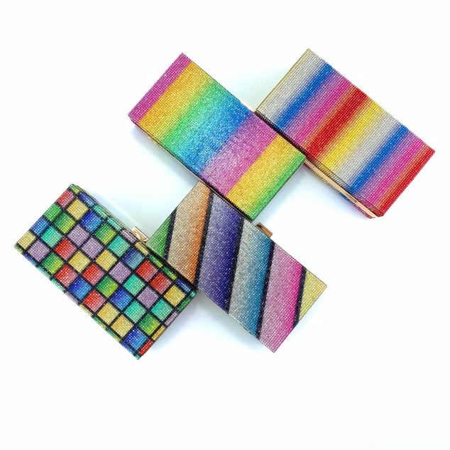 Women's Rainbow Rhinestone Evening Clutch