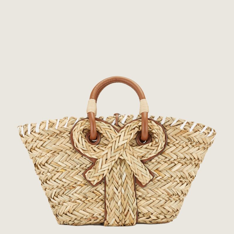 Women's Handmade Woven Bowknot Basket Tote Bags