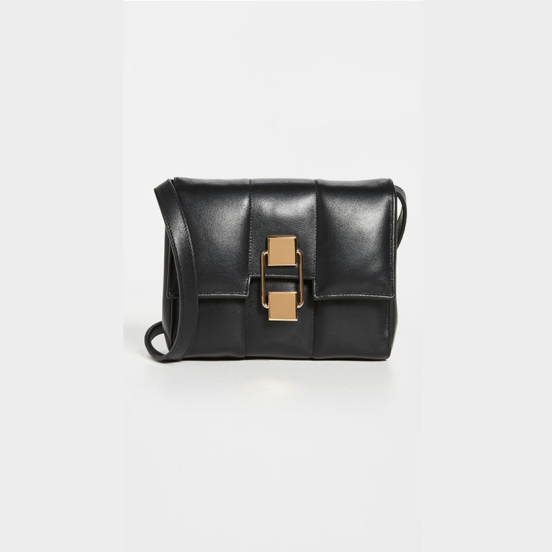 Women's Flap Small Crossbody Bags Genuine Leather Black