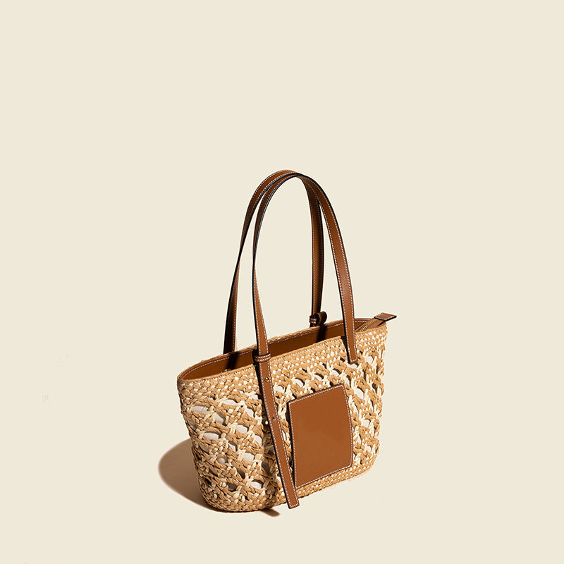 Women's Genuine Leather Woven Traveller Tote Bags