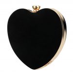 Women's Black Heart Evening Clutch Bag with Chains