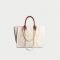 Women's Beige Canvas Pearls Large Beach Tote