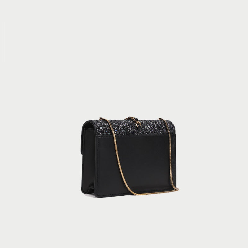 Women's Black Glitter Envelope Crossbody Bags with Tassel