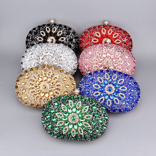 Women's All Over Crystals Sparkly Evening Clutch Bags