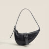 Women's Croc Print Patent Leather Half Moon Saddle Shoulder Bags