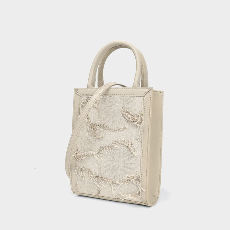 Women's Ripped Top Handle Tote Bags with Shoulder Strap