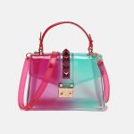 Women's Flap Clear PVC Top Handle Bags with Shoulder Strap
