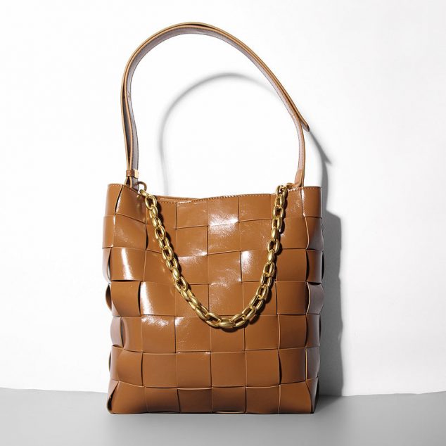 Sacs fourre-tout tissés en cuir véritable pour femmes