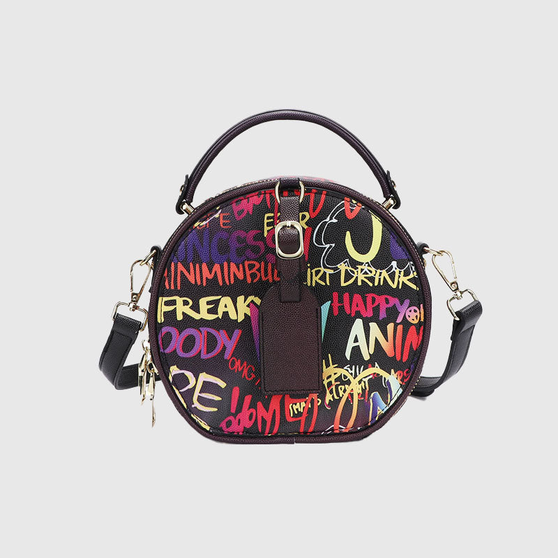 Women's Round Graffiti Crossbody Bags with Top Handle