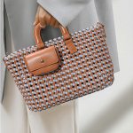 Women's Handmade Two Tone Braided Tote Bags in Vegan Leather