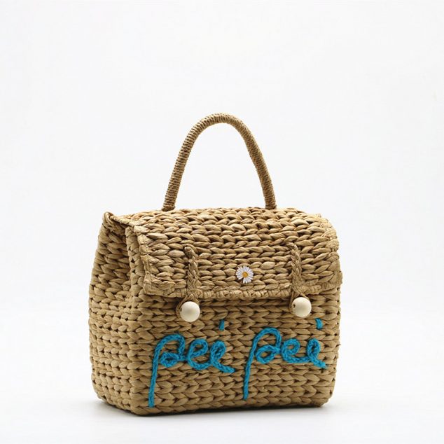 Women's Straw Woven Top Handle Bucket Bags