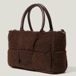Women's Fuzzy Woven Style Handbags with Shoulder Strap