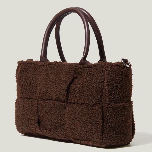 Women's Fuzzy Woven Style Handbags with Shoulder Strap