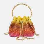 Petit Volcano Rhinestones Evening Bucket Clutch Bags des femmes