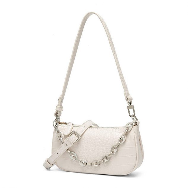 Women's Croc Print Baguette Bags with Chains - ROMY TISA