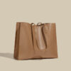 Women's Square Minimal Genuine Leather Shoulder Tote Bags