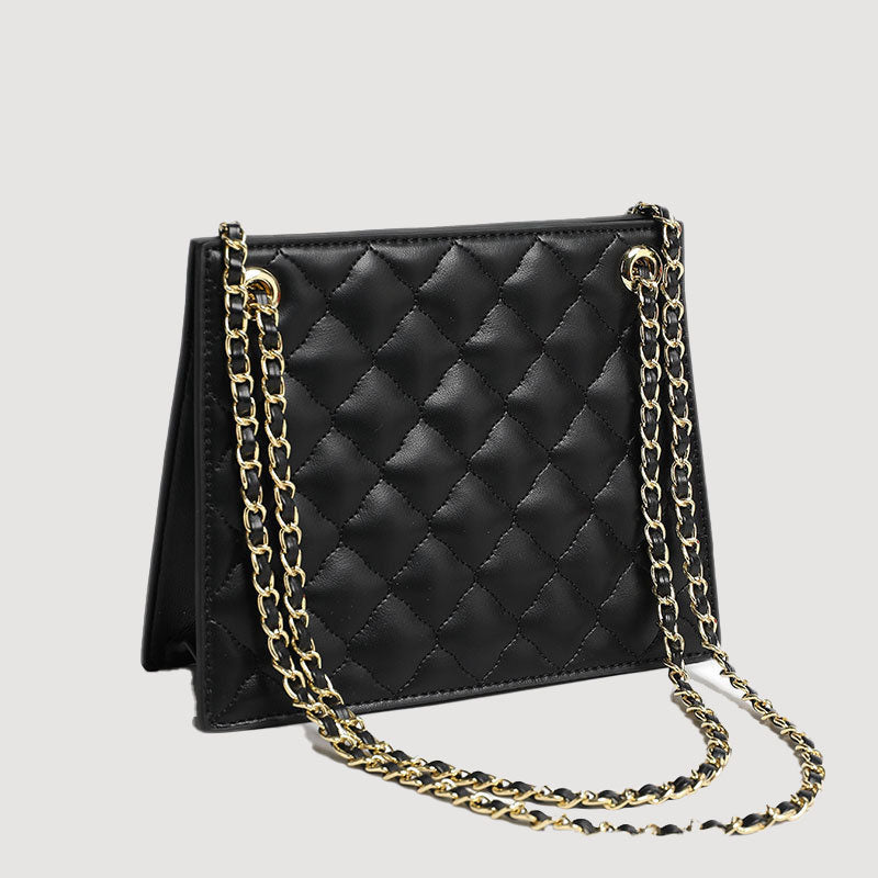 Women's Quilted Convertible Chains Tote Bags in Vegan Leather