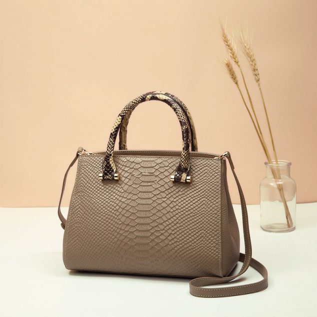 Women's Medium Genuine Leather Croc Print Top Handle Satchels