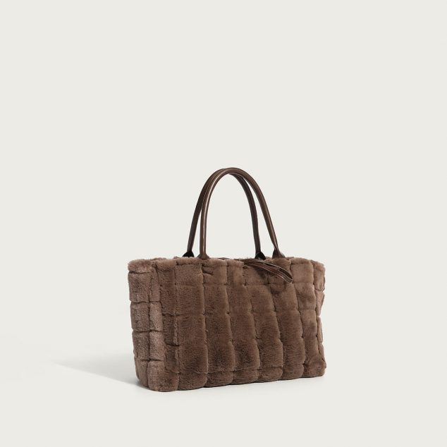 Women's Fuzzy Woven Tote Bags