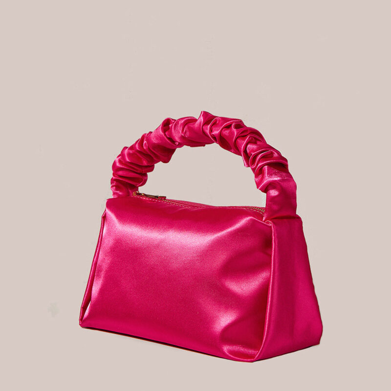 Hot Pink Damen Clutch-Taschen mit schlankem Griff aus Satin