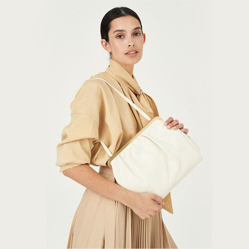 Women's Large Cloud Clutch Bags in Lambskin Leather