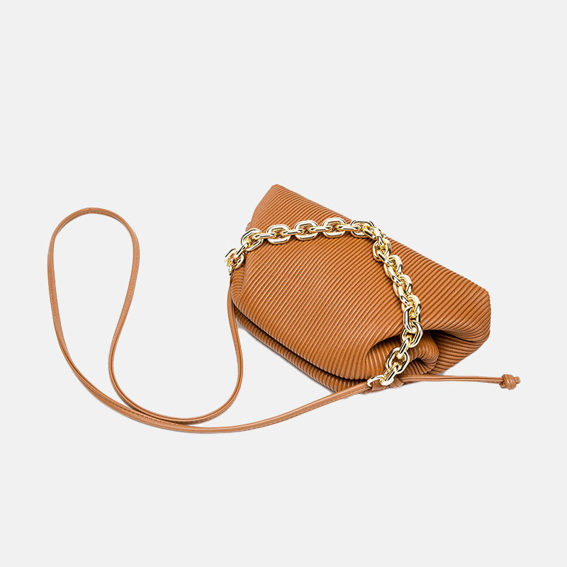Women's Chains Striped Pouch Clutch Bags