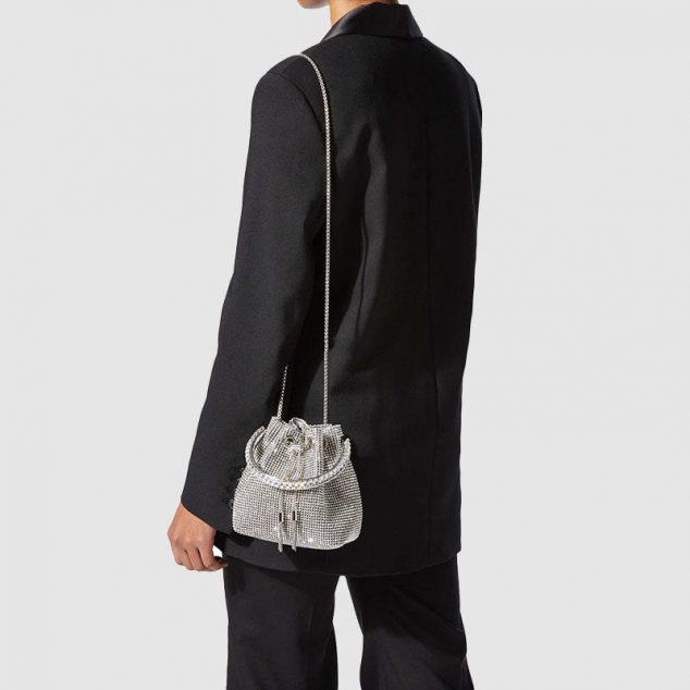 Women's Small Rhinestone Clutch Bucket Bags