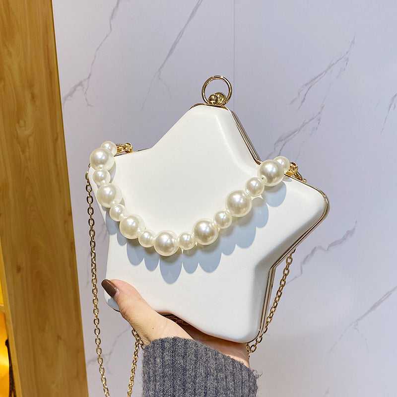 Women's Star Pearls Chain Evening Clutch