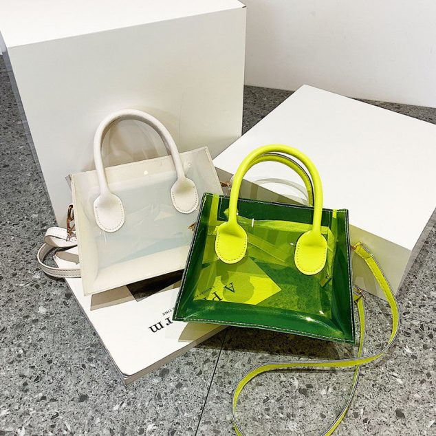 Women's Green Clear PVC Tote Bags - ROMY TISA