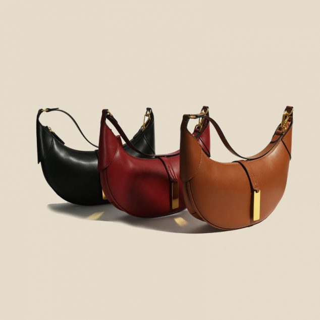 Women's Saddle Half Moon Shoulder Bags in Genuine Leather