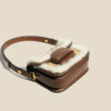 Women's Fur Trim Genuine Leather Flap Mesenger Bags in Brown