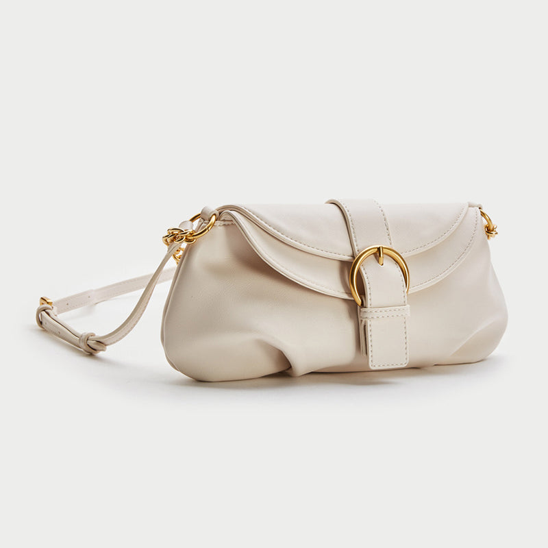 Women's Chains Vegan Leather Baguette Bags in Ivory
