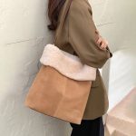 Shearling Soft Shoulder Tote Bags aus echtem Wildleder für Damen