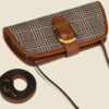 Women's Brown Houndstooth Baguette Bags with Buckle