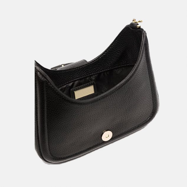 Sacs Baguette en cuir véritable à grandes boucles pour femmes, noirs