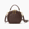 Women's Stone Grain Round Crossbody Handbag in Brown