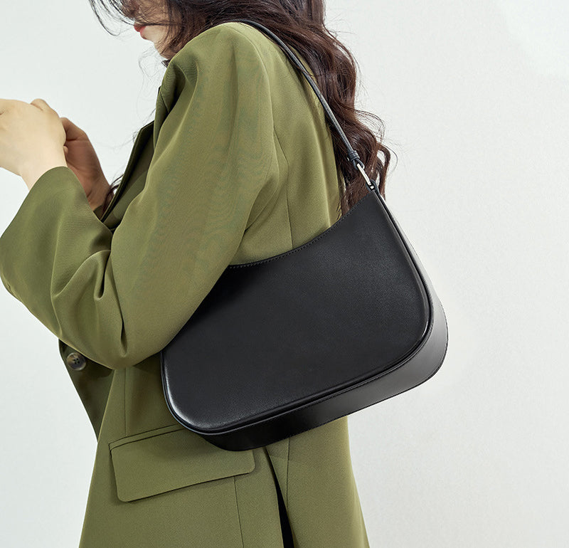 Women's Minimal Genuine Leather Baguette Bags