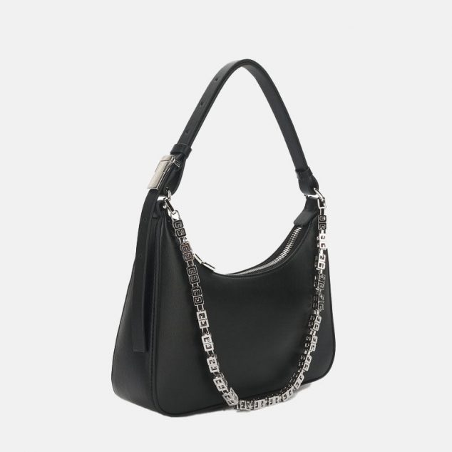 Women's Genuine Leather Hobo Baguette Bags with Chains