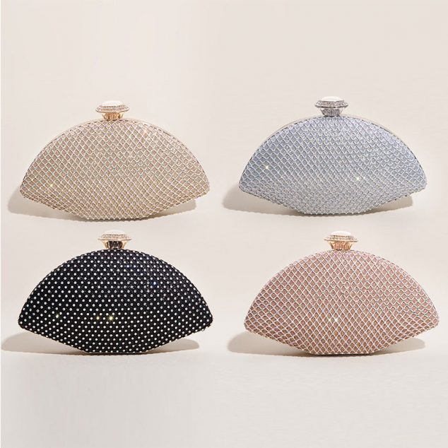 Women's Rhinestone Fishnests Glitter Evening Clutch Bags Wedding Clutch